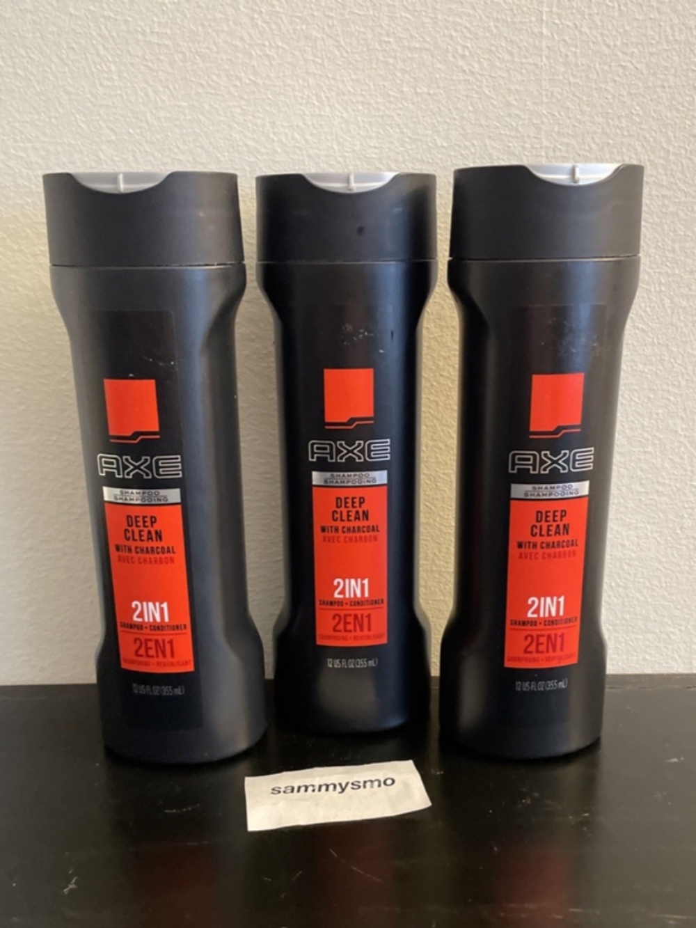 AXE 2-in-1 Shampoo and Conditioner, Deep Clean With Charcoal, 12 fl oz x3